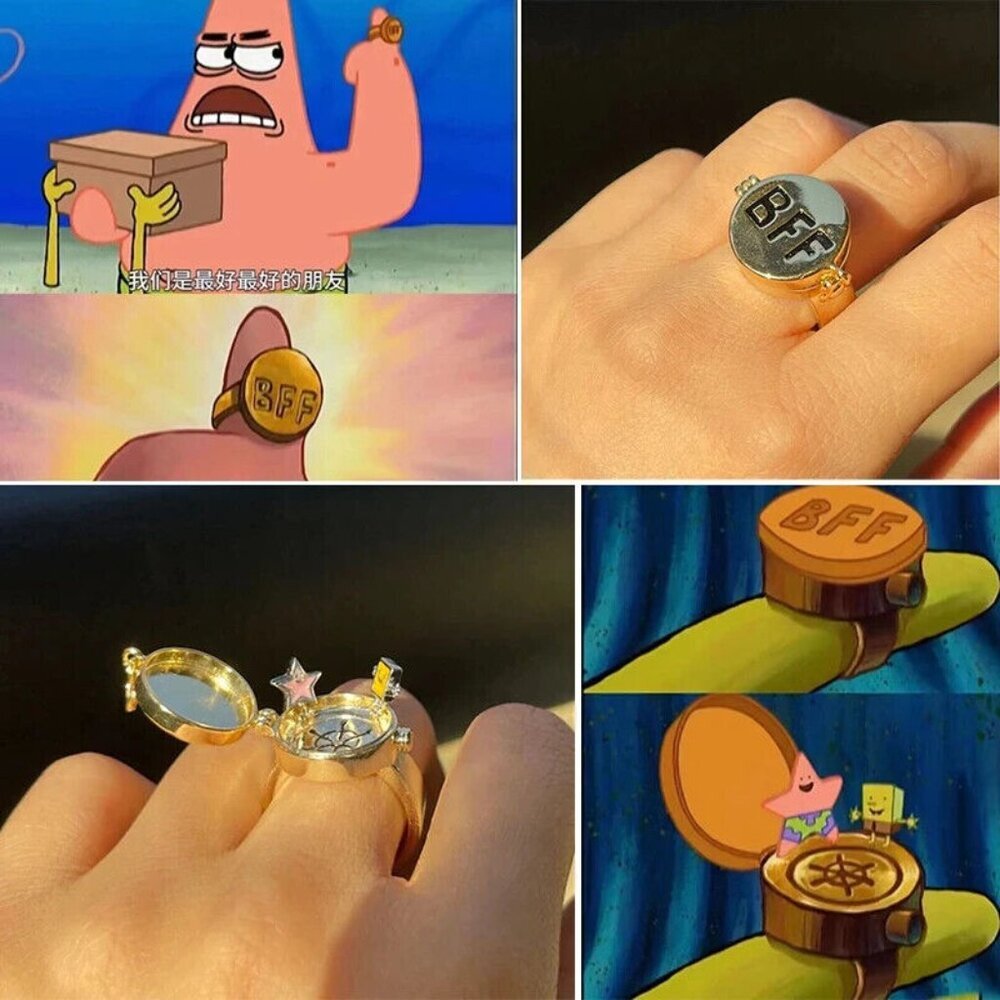 2 SpongeBob & Patrick Best Friends Forever BFF Ring Women Girls Ring Jewelry - Picture 7 of 15